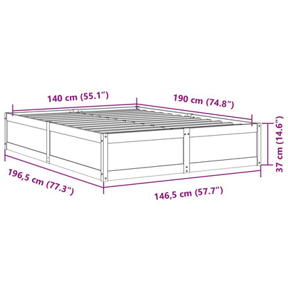 vidaXL Bed Frame without Mattress Wax Brown 140x190 cm Solid Wood Pine