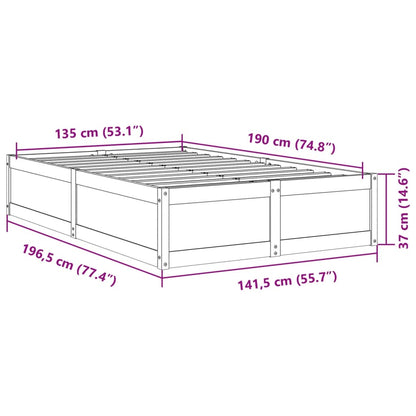 vidaXL Bed Frame without Mattress 135x190 cm Double Solid Wood Pine