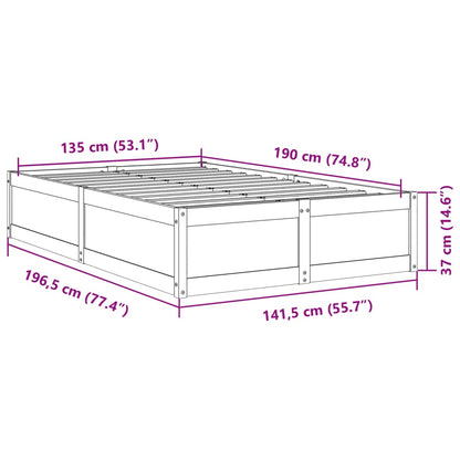 vidaXL Bed Frame without Mattress Wax Brown 135x190 cm Double Solid Wood Pine