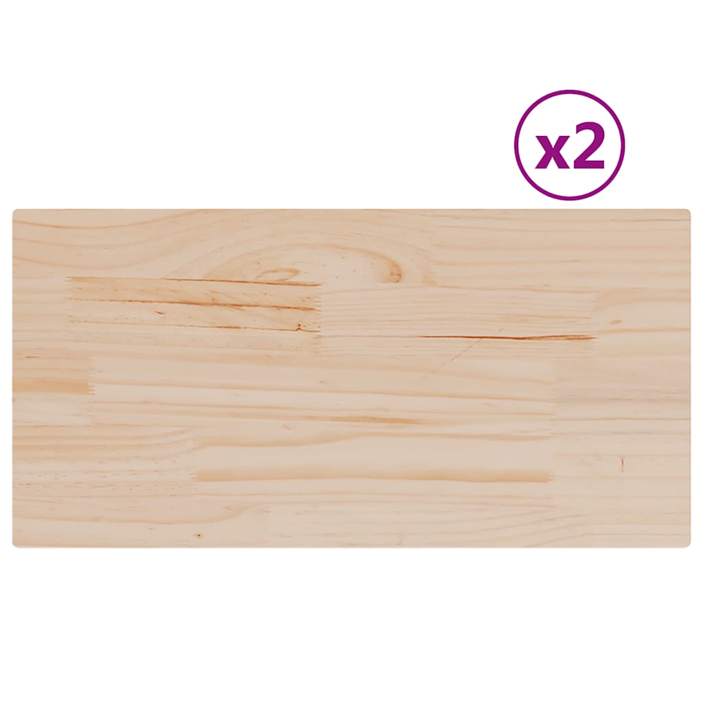 vidaXL Table Tops 2 pcs 80x40x1.7 cm Rectangular Solid Wood Pine