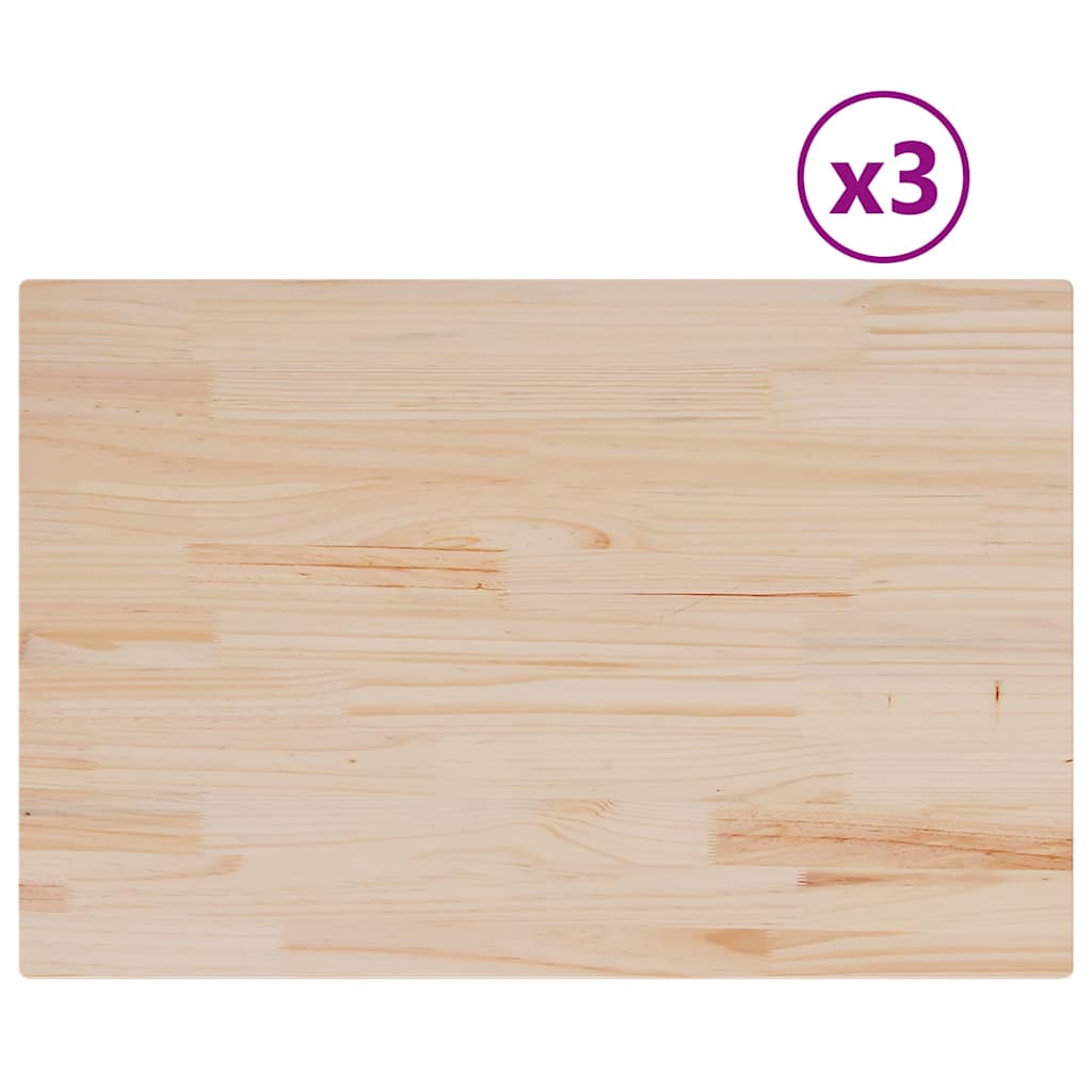 vidaXL Table Tops 3 pcs 80x53x1.7 cm Rectangular Solid Wood Pine
