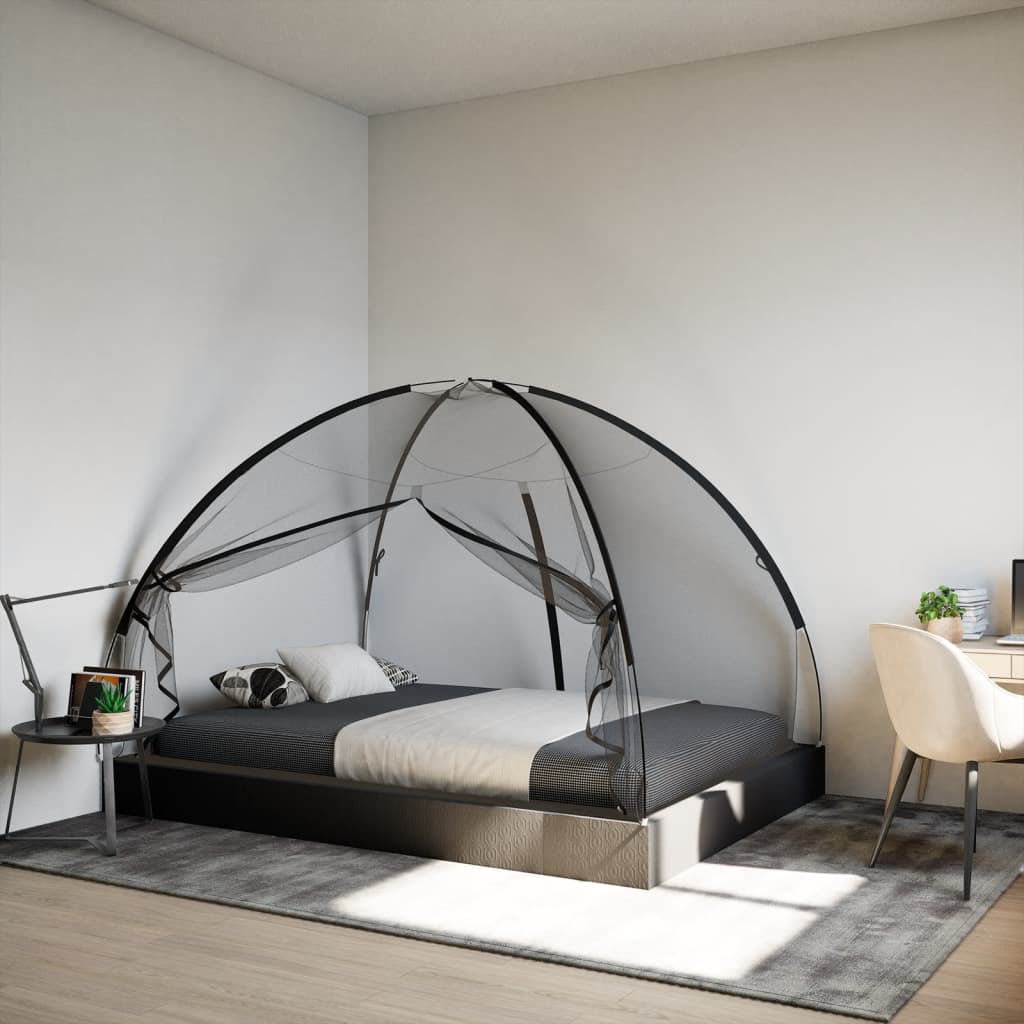 vidaXL Mosquito Net Mongolia with Doors 220 Mesh Black 200x150x140 cm