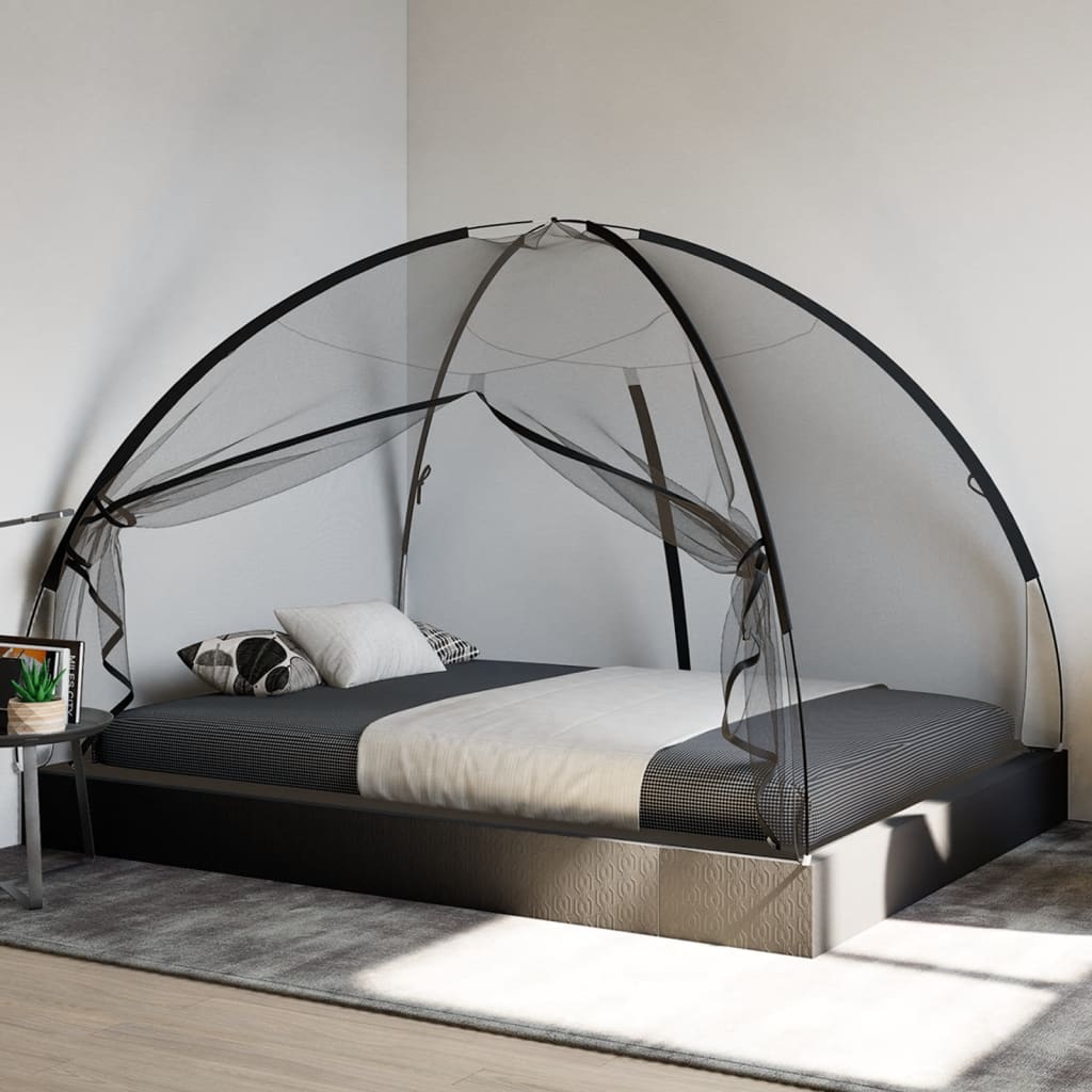 vidaXL Mosquito Net Mongolia with Doors 220 Mesh Black 200x150x140 cm