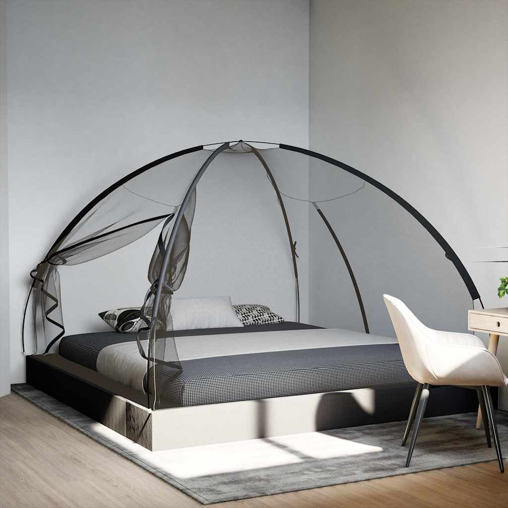 vidaXL Mosquito Net Mongolia with Doors 220 Mesh Black 200x200x135 cm