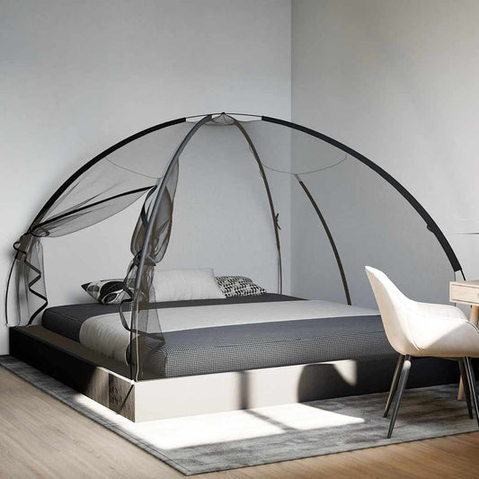 vidaXL Mosquito Net Mongolia with Doors 220 Mesh Black 200x200x135 cm