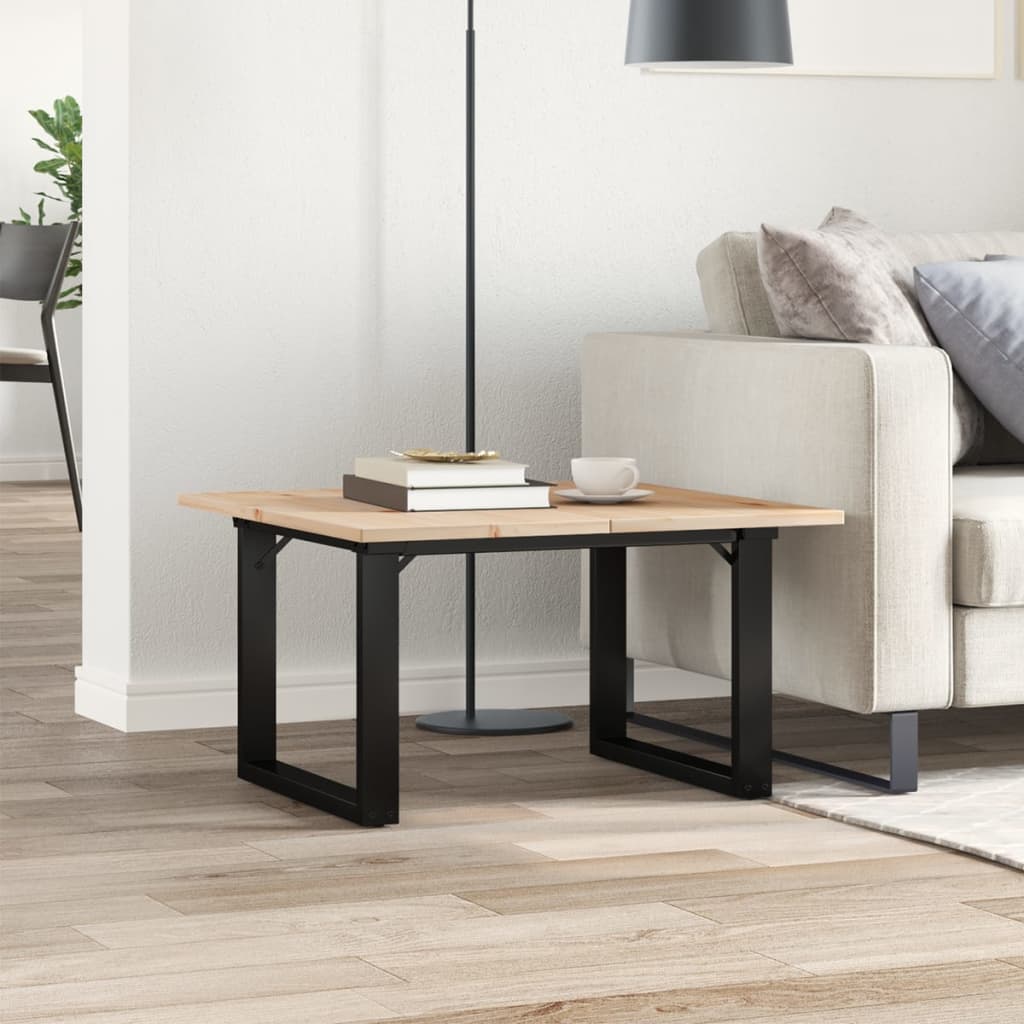 vidaXL Coffee Table O-Frame 60x60x40 cm Solid Wood Pine and Steel