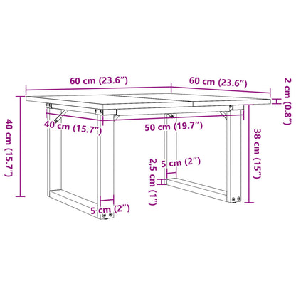 vidaXL Coffee Table O-Frame 60x60x40 cm Solid Wood Pine and Steel