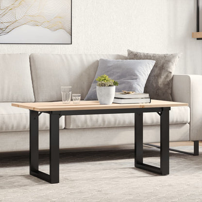 vidaXL Coffee Table O-Frame 100x50x45 cm Solid Wood Pine and Steel