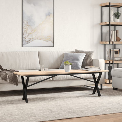 vidaXL Coffee Table X-Frame 160x40x45 cm Solid Wood Pine and Steel