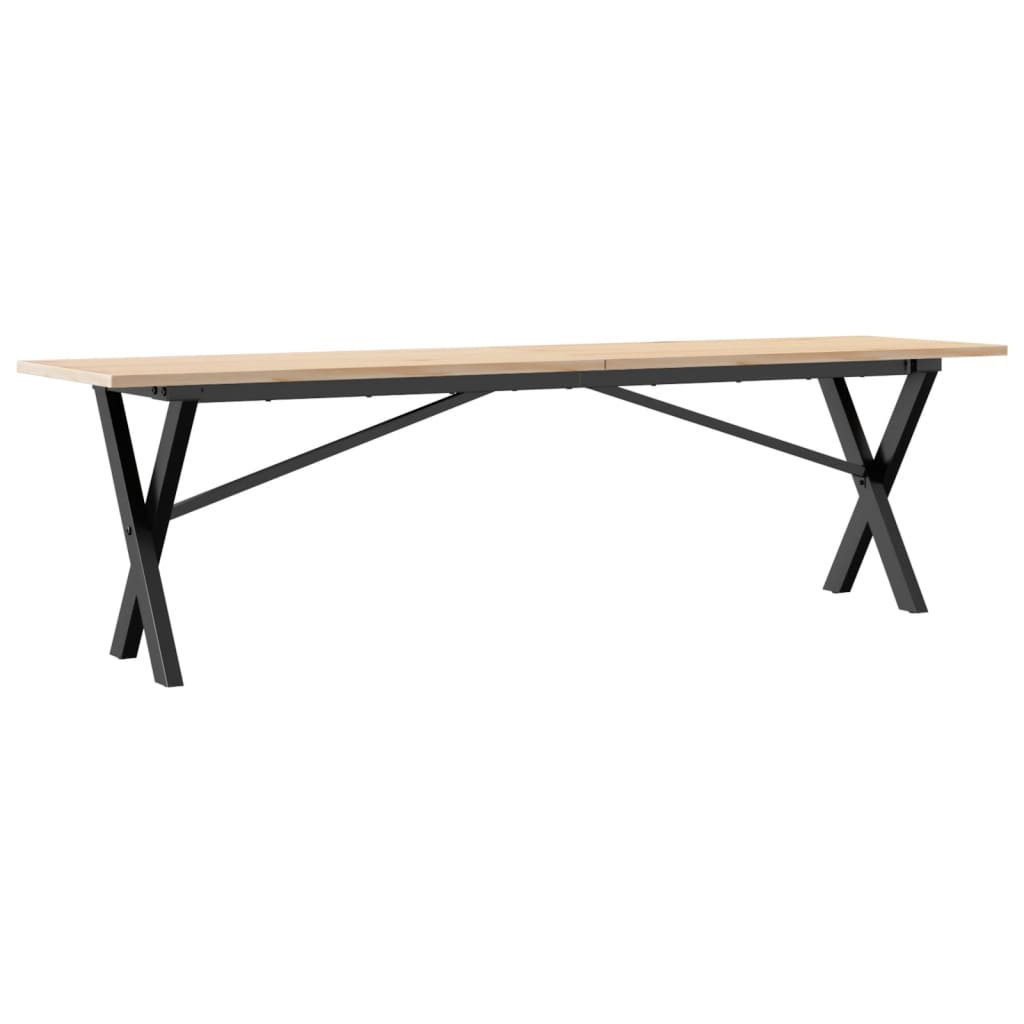 vidaXL Coffee Table X-Frame 160x40x45 cm Solid Wood Pine and Steel