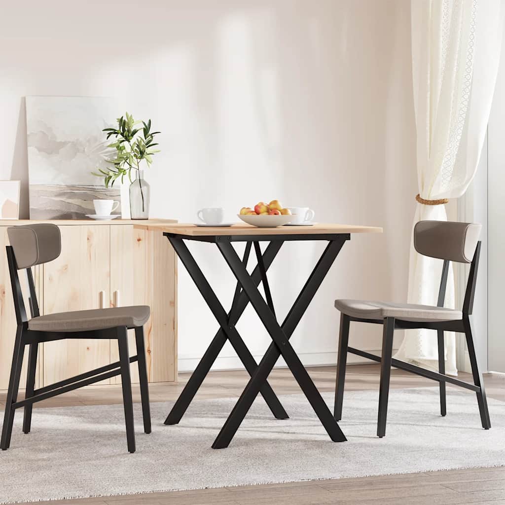 vidaXL Dining Table X-Frame 70x70x75 cm Solid Wood Pine and Steel