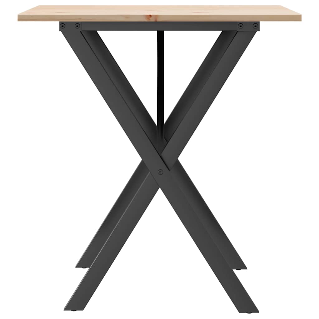 vidaXL Dining Table X-Frame 70x70x75 cm Solid Wood Pine and Steel