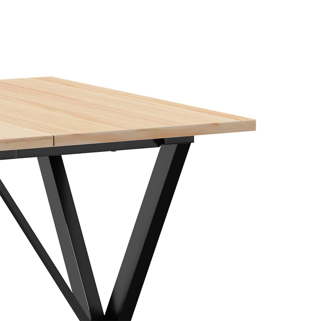 vidaXL Dining Table X-Frame 70x70x75 cm Solid Wood Pine and Steel