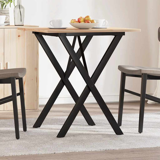 vidaXL Dining Table X-Frame 70x70x75 cm Solid Wood Pine and Steel