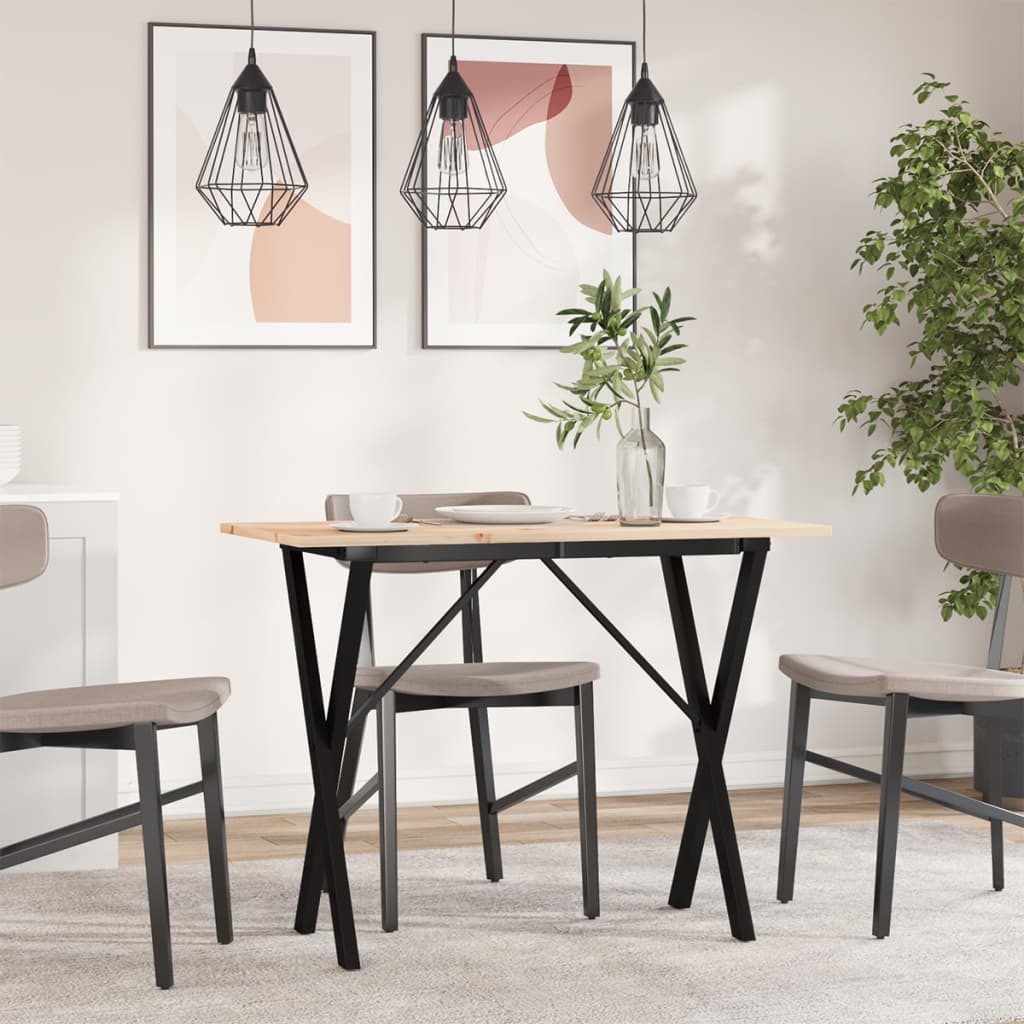 vidaXL Dining Table X-Frame 100x50x75 cm Solid Wood Pine and Steel