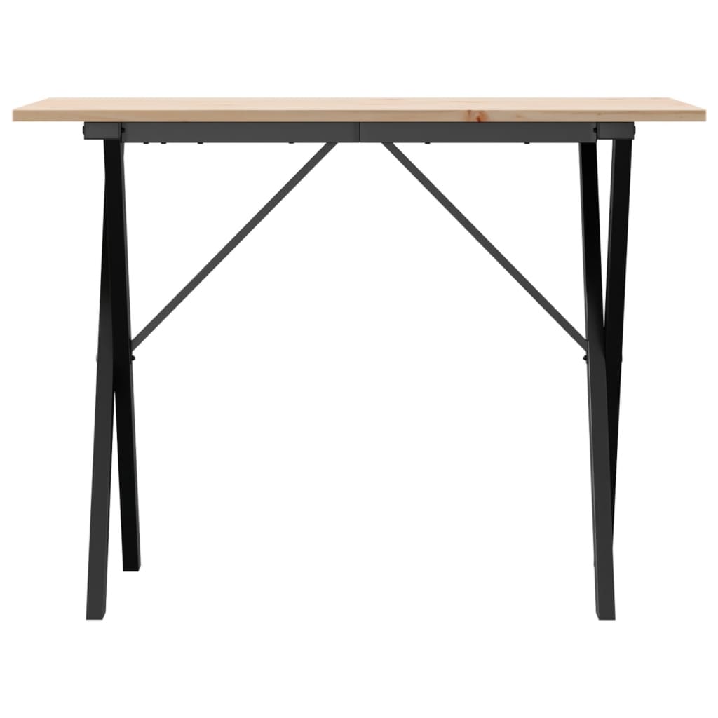 vidaXL Dining Table X-Frame 100x50x75 cm Solid Wood Pine and Steel