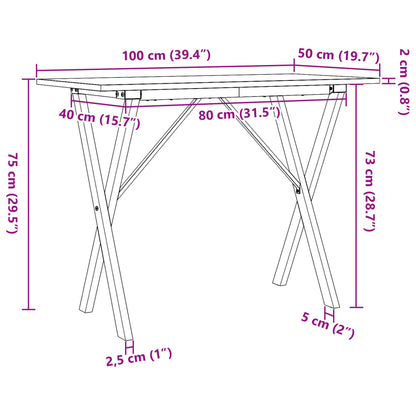 vidaXL Dining Table X-Frame 100x50x75 cm Solid Wood Pine and Steel