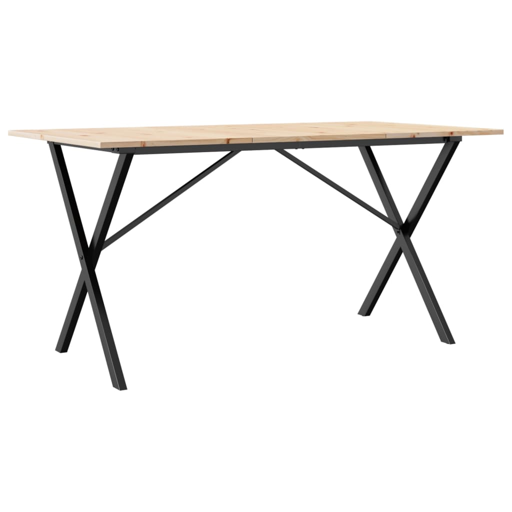 vidaXL Dining Table X-Frame 160x80x75 cm Solid Wood Pine and Steel