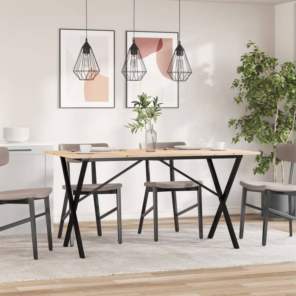 vidaXL Dining Table X-Frame 160x80x75 cm Solid Wood Pine and Steel