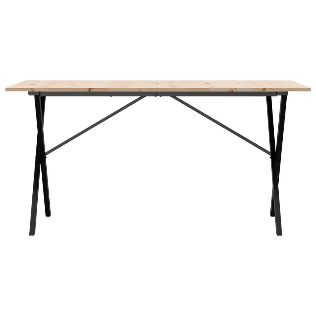 vidaXL Dining Table X-Frame 160x80x75 cm Solid Wood Pine and Steel