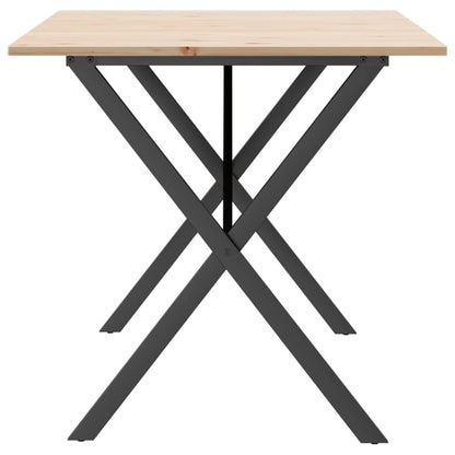 vidaXL Dining Table X-Frame 160x80x75 cm Solid Wood Pine and Steel