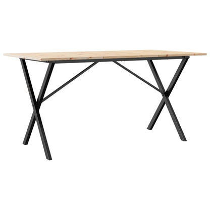 vidaXL Dining Table X-Frame 160x80x75 cm Solid Wood Pine and Steel