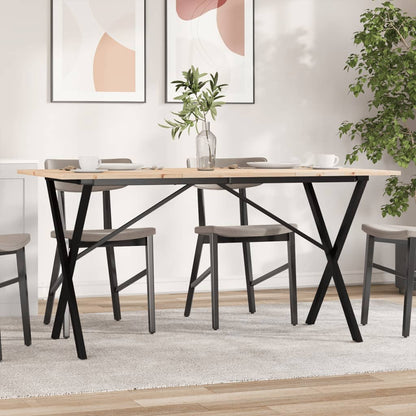 vidaXL Dining Table X-Frame 160x80x75 cm Solid Wood Pine and Steel