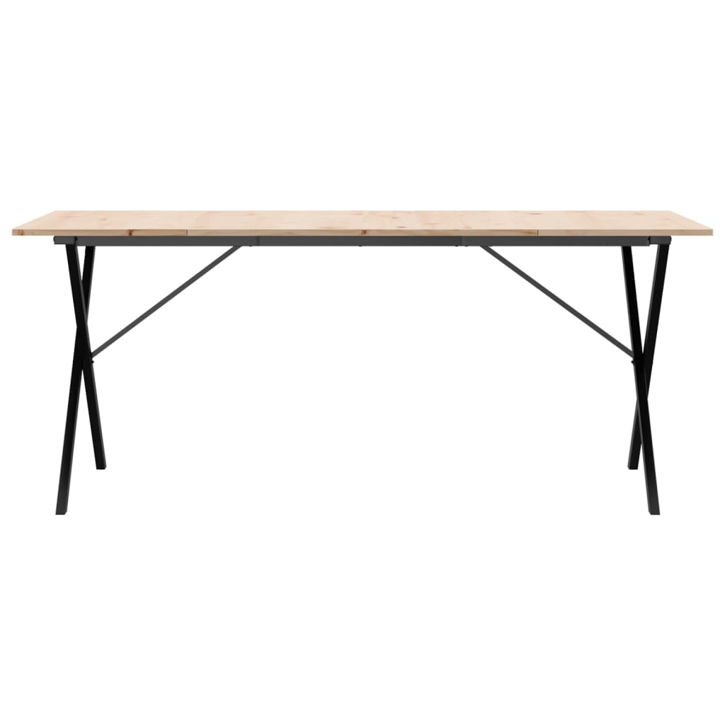 vidaXL Dining Table X-Frame 180x90x75 cm Solid Wood Pine and Steel