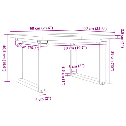vidaXL Coffee Table O-Frame 60x60x40.5 cm Solid Wood Pine and Steel