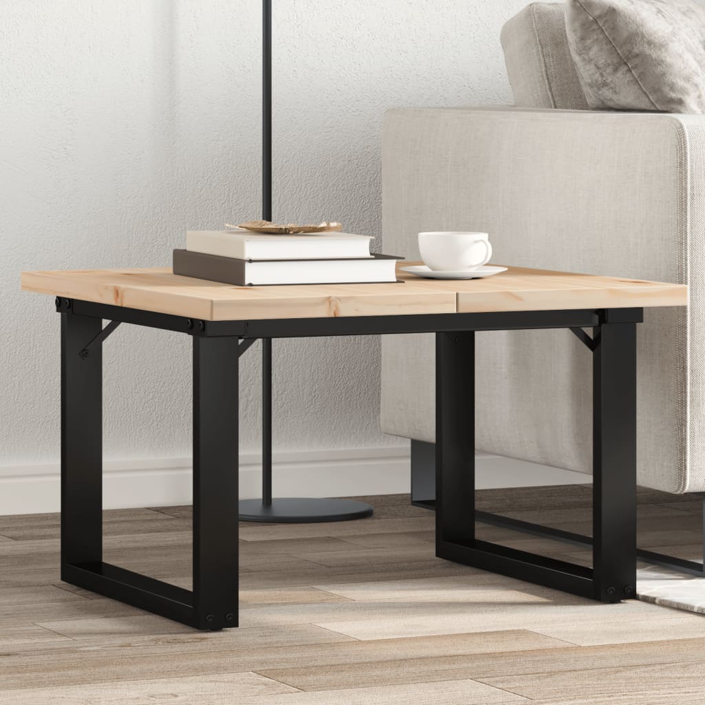 vidaXL Coffee Table O-Frame 70x70x40.5 cm Solid Wood Pine and Steel