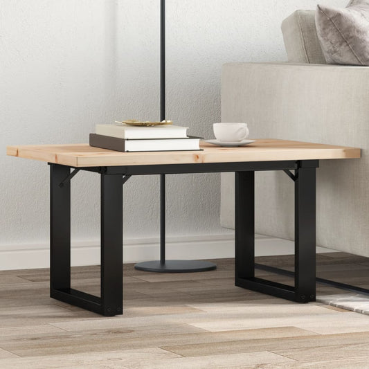 vidaXL Coffee Table O-Frame 80x50x40.5 cm Solid Wood Pine and Steel