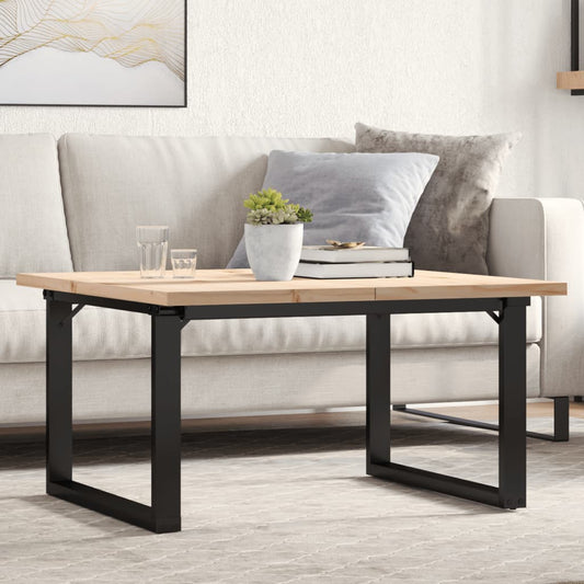 vidaXL Coffee Table O-Frame 80x80x45.5 cm Solid Wood Pine and Steel
