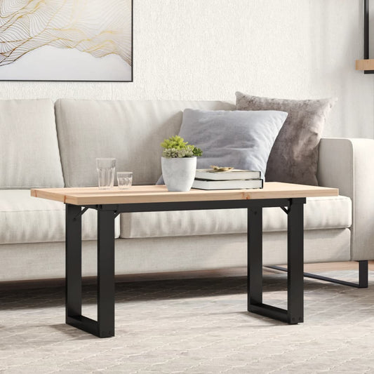 vidaXL Coffee Table O-Frame 100x50x45.5 cm Solid Wood Pine and Steel