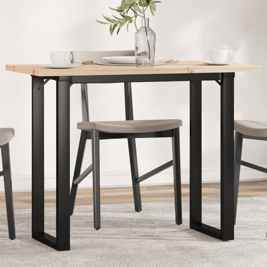 vidaXL Dining Table O-Frame 100x50x75.5 cm Solid Wood Pine and Steel