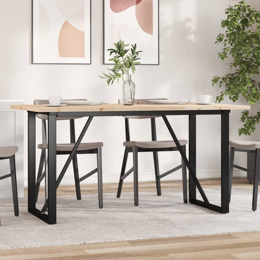 vidaXL Dining Table O-Frame 140x80x75.5 cm Solid Wood Pine and Steel