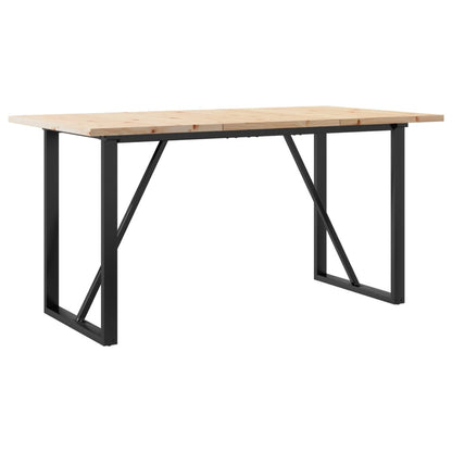 vidaXL Dining Table O-Frame 160x80x75.5 cm Solid Wood Pine and Steel
