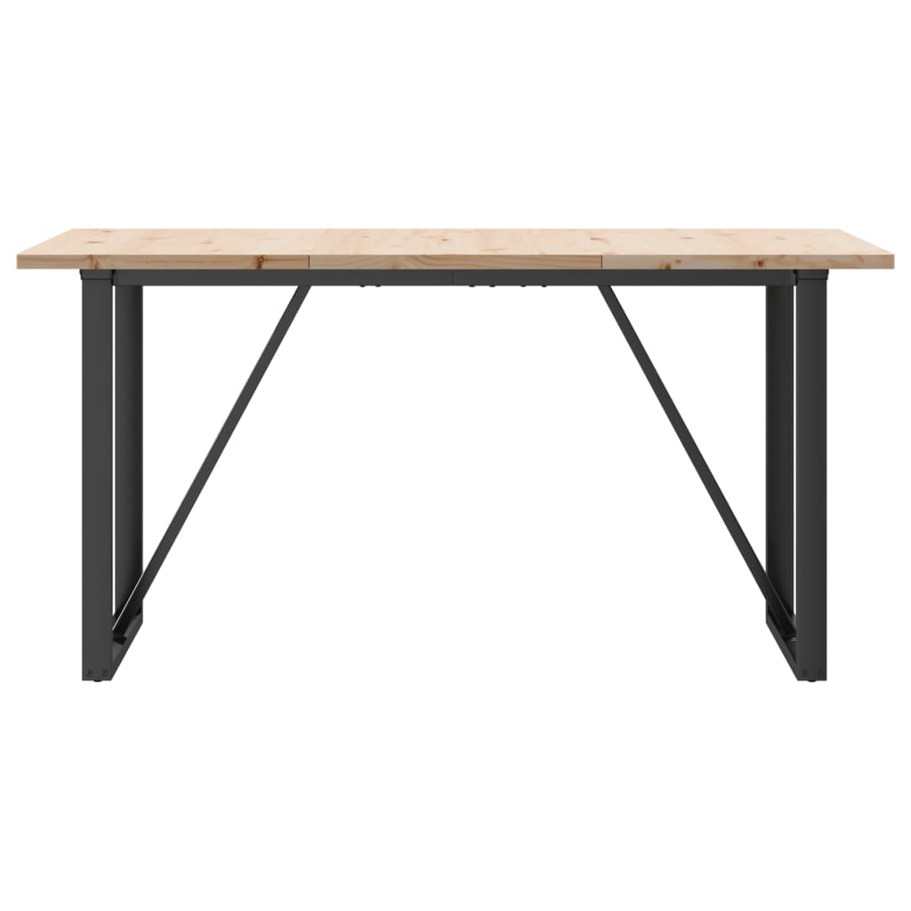 vidaXL Dining Table O-Frame 160x80x75.5 cm Solid Wood Pine and Steel