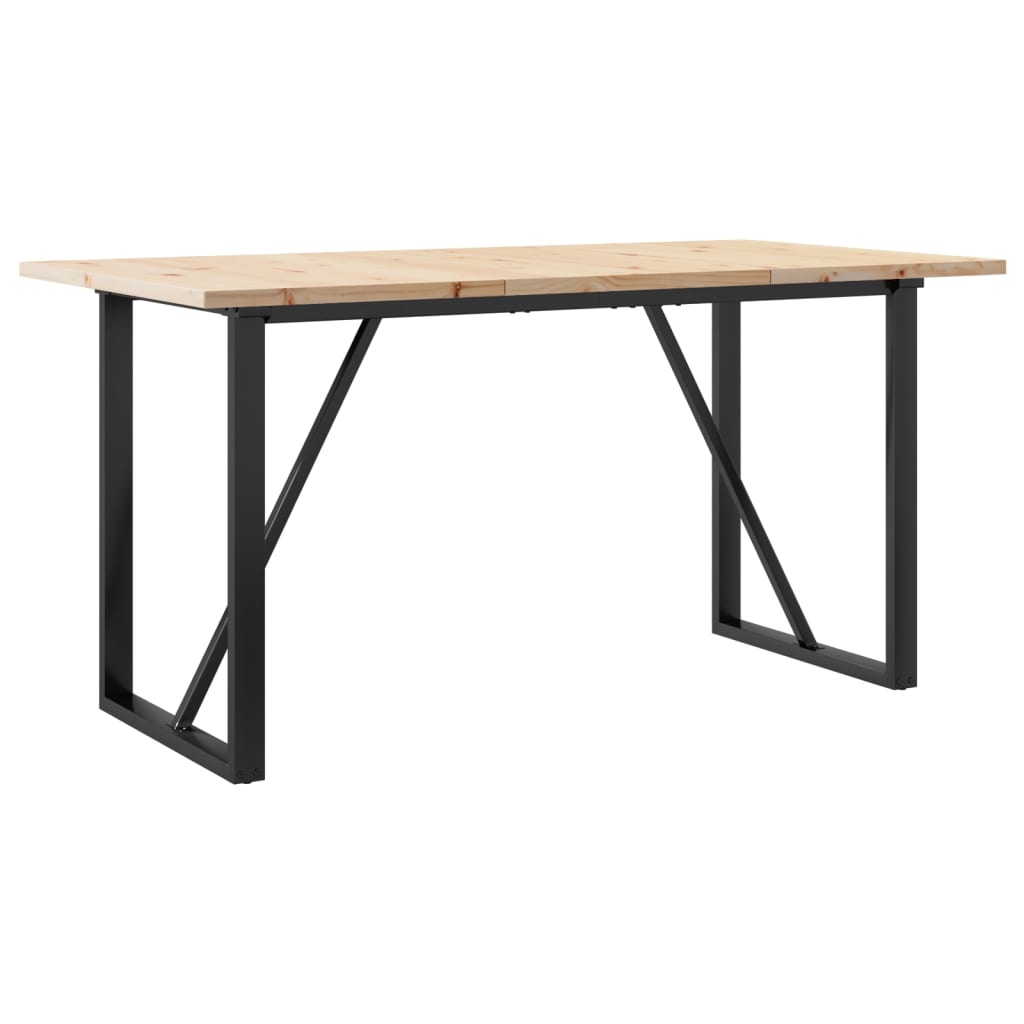 vidaXL Dining Table O-Frame 160x80x75.5 cm Solid Wood Pine and Steel