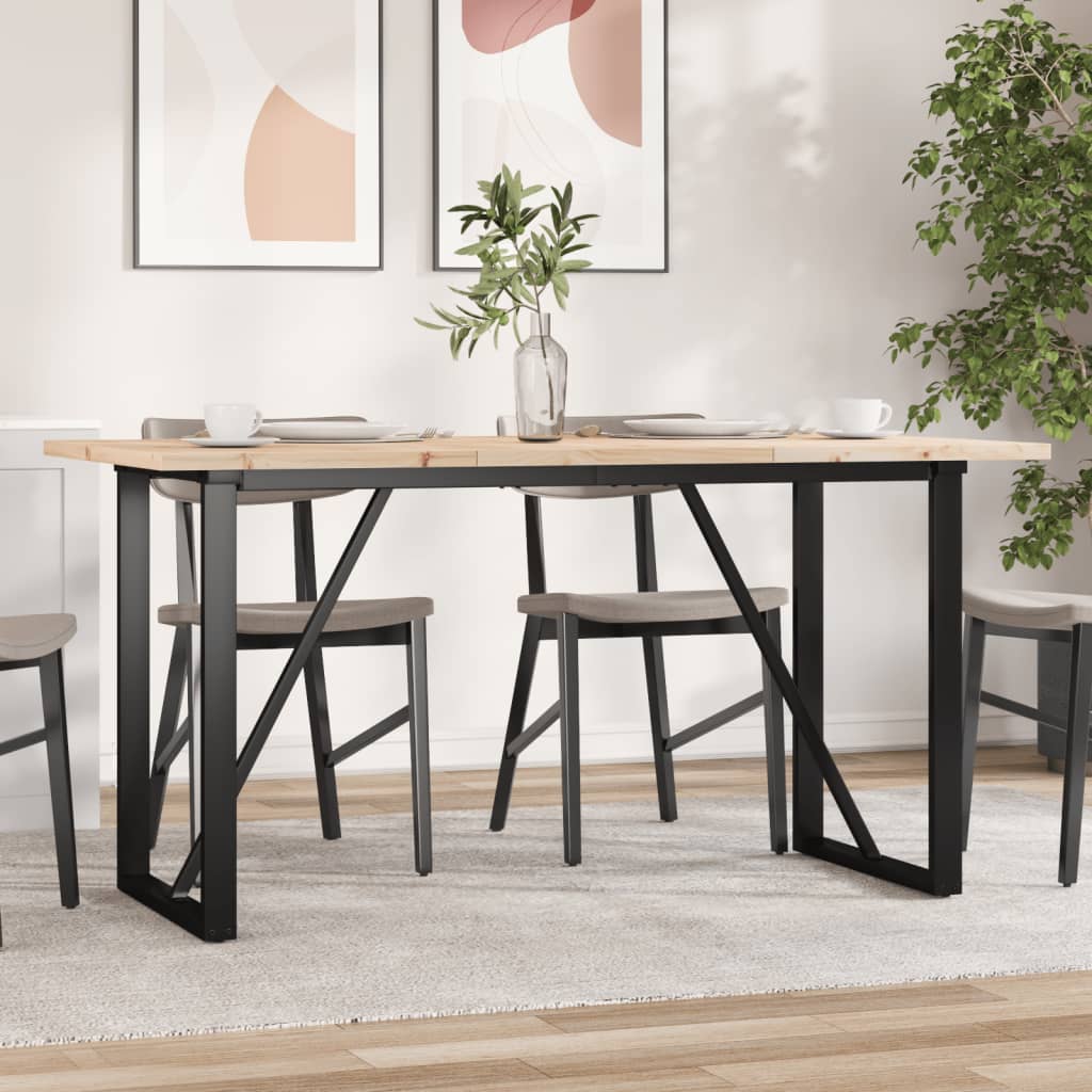 vidaXL Dining Table O-Frame 160x80x75.5 cm Solid Wood Pine and Steel