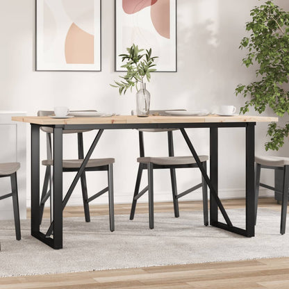 vidaXL Dining Table O-Frame 160x80x75.5 cm Solid Wood Pine and Steel