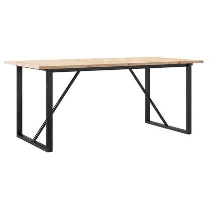 vidaXL Dining Table O-Frame 180x90x75.5 cm Solid Wood Pine and Steel