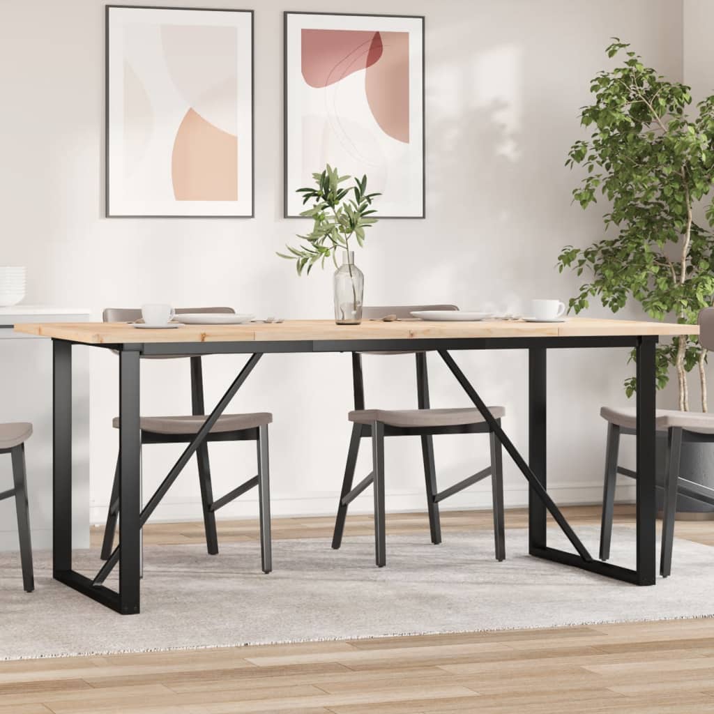 vidaXL Dining Table O-Frame 180x90x75.5 cm Solid Wood Pine and Steel