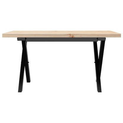 vidaXL Coffee Table X-Frame 80x50x40.5 cm Solid Wood Pine and Steel