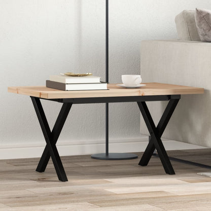 vidaXL Coffee Table X-Frame 80x50x40.5 cm Solid Wood Pine and Steel