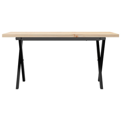 vidaXL Coffee Table X-Frame 100x50x45.5 cm Solid Wood Pine and Steel