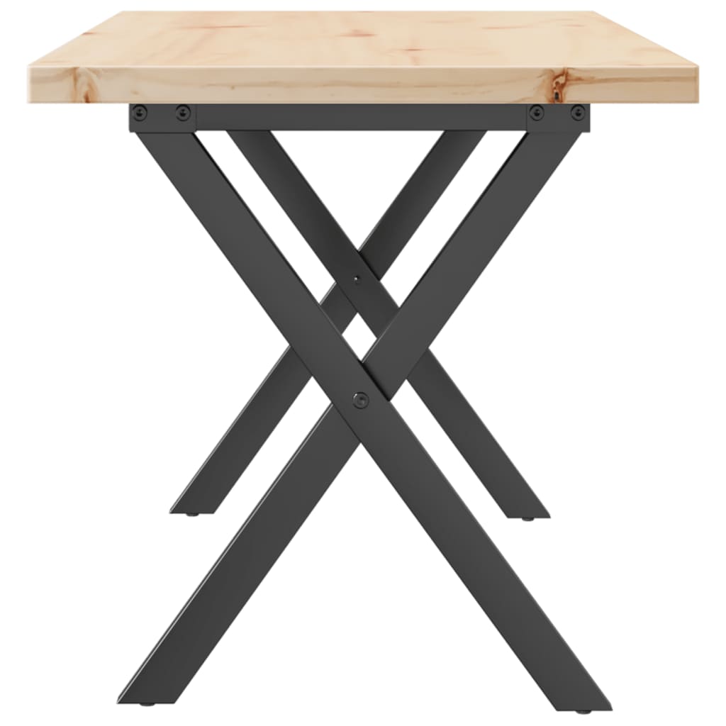 vidaXL Coffee Table X-Frame 100x50x45.5 cm Solid Wood Pine and Steel