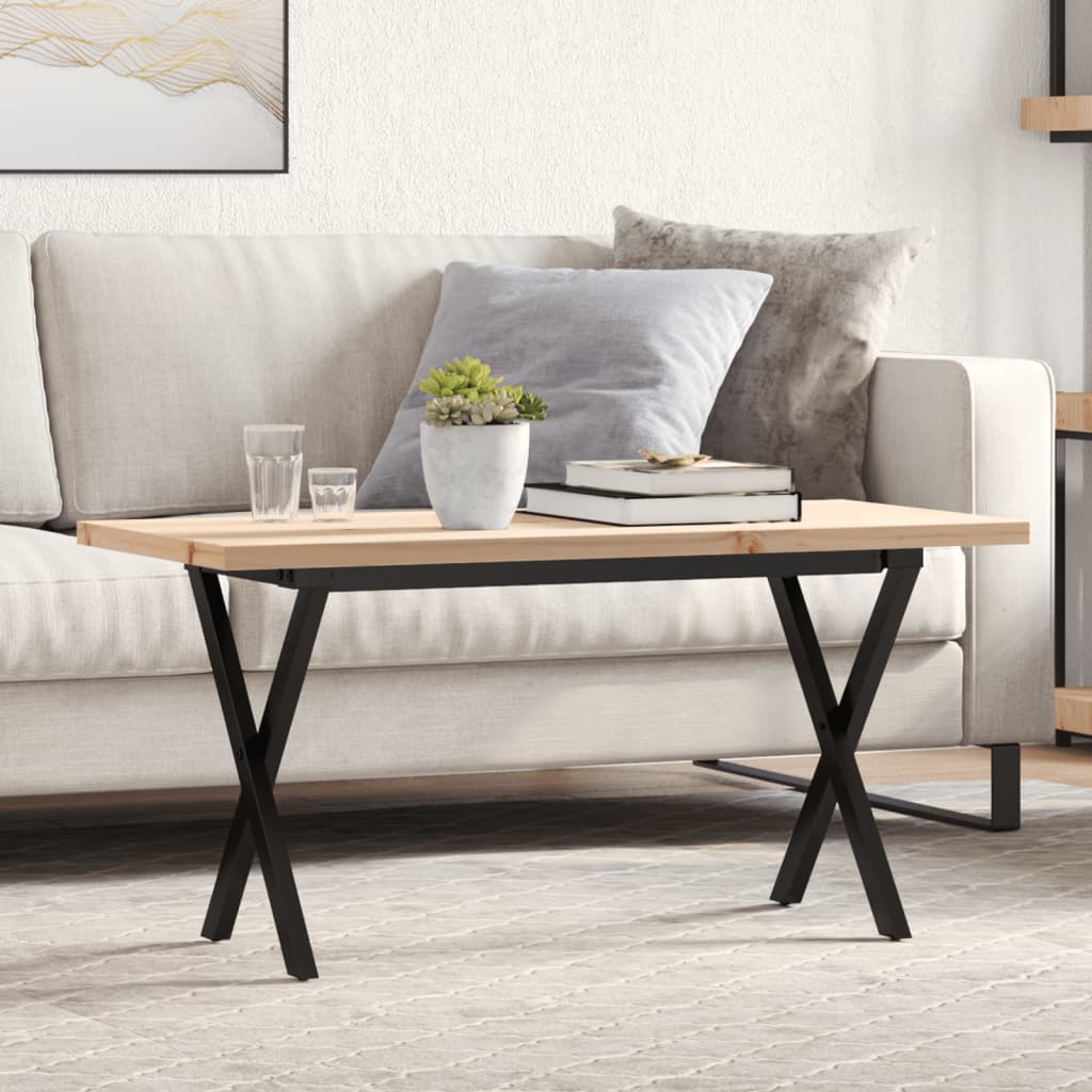 vidaXL Coffee Table X-Frame 100x50x45.5 cm Solid Wood Pine and Steel