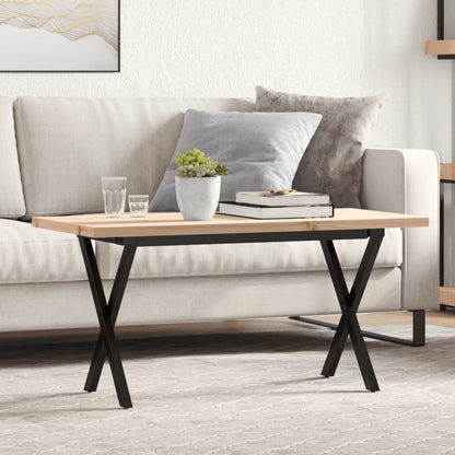vidaXL Coffee Table X-Frame 100x50x45.5 cm Solid Wood Pine and Steel