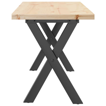 vidaXL Coffee Table X-Frame 110x40x45.5 cm Solid Wood Pine and Steel