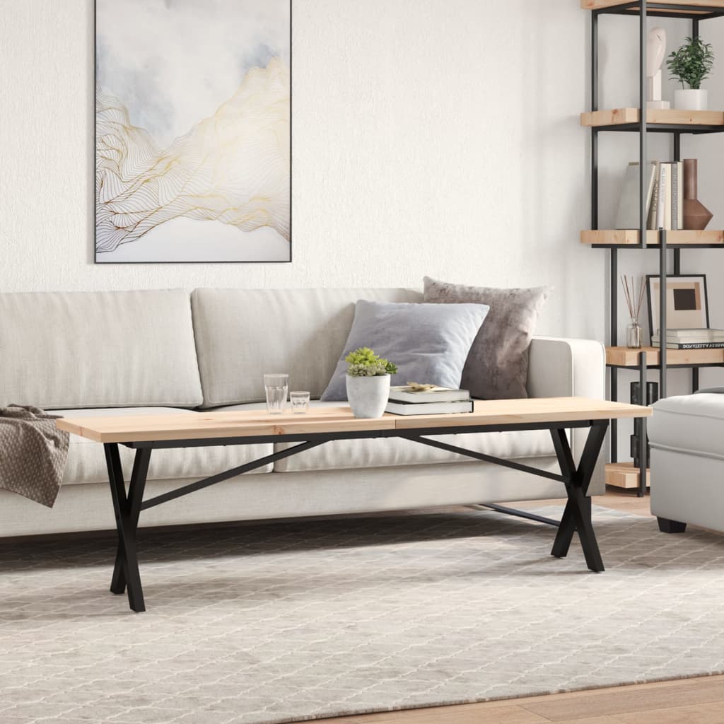 vidaXL Coffee Table X-Frame 160x40x45.5 cm Solid Wood Pine and Steel